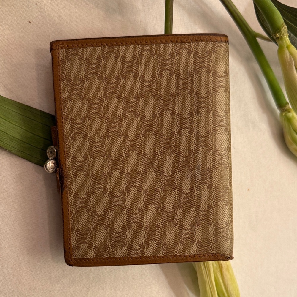 Celine Triomphe Monogram Compact Bifold Wallet in Tan/Brown - Picture 7 of 9